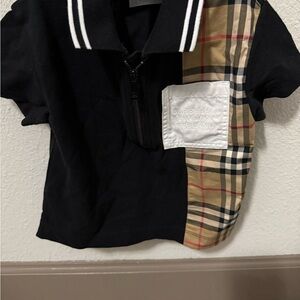 Burberry Kids Polo with Black and Tan Check